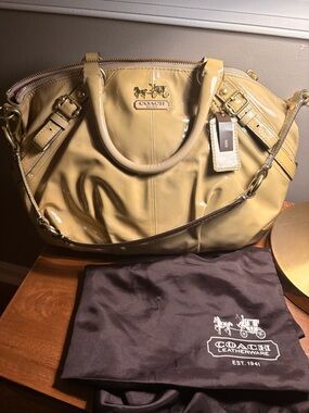 COACH Madison Patent Sophia Camel Tan Leather Satchel Bag
